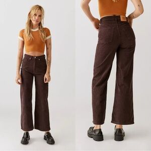 BDG Urban Outfitters High Rise & Wide Leg Corduroy Pants Brown Baggy Size 28